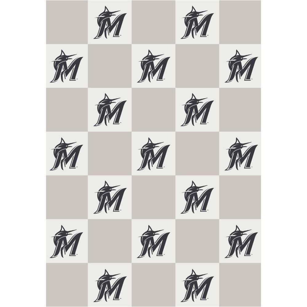 NEW The Styled Collection Miami Marlins MLB Buttery Neutral Check Blanket 50x70